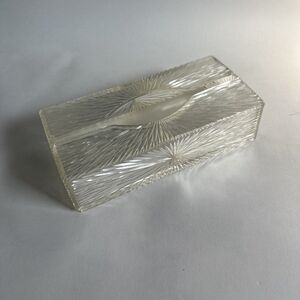 Vintage Celebrity Lucite Starburst Tissue Box Clear Cut MCM Acrylic Holder Prop